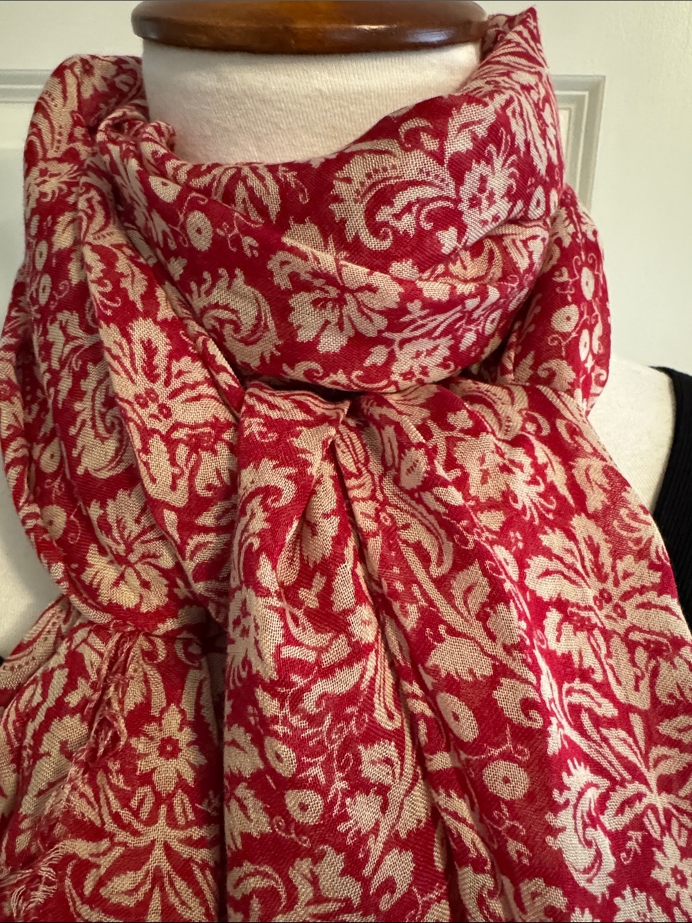 Lightweight Red Printed Scarf Wrap